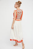 Beth Dutton Bohemian Summer Spring Midi Dress Flower Embroidered Maxi Dress