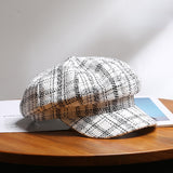 Vintage Check Bucket Hat Plaid Beret
