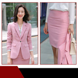 Interview Suit Women Pink Suit Female Fall Slim Fit Interview Formal Wear