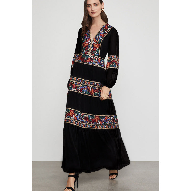 Beth Dutton Bohemian Dress Winter Autumn Maxi Dresses Women's Long Dress Embroidery