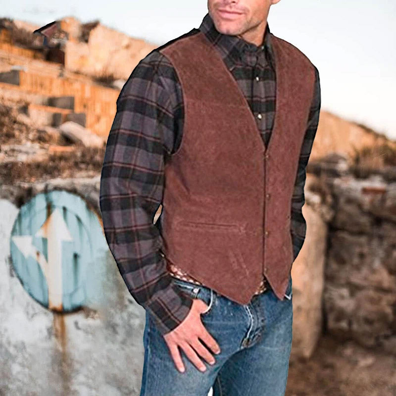Mens Dress Vests Men's Solid Color and V-neck Single-Breasted Slim Fit Fashion Vest Man