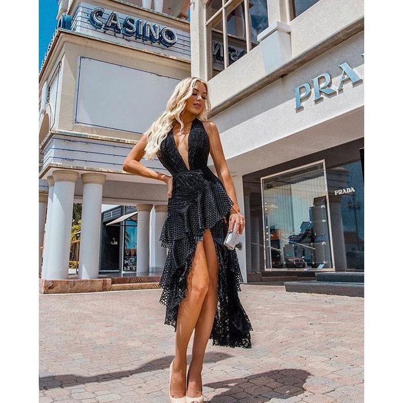 Women Lace Wedding Dress Summer Dress Sexy Halter Backless Dress