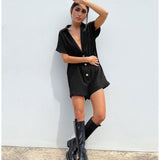 Coachella Music Festival Outfits V-neck Buttons Short Sleeve Loose Casual Fashion Summer Women's Clothing