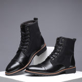 Western Shoes plus Size Men's Cotton Shoes Fashion Velvet Padded Warm Martin Boots