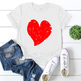 Valentine's Day T Shirts Couples Spring and Summer Women's Clothing T-shirt Short Sleeve Heart Printing Bottoming Shirt