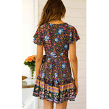 Coachella Music Festival Outfits Vacation V-neck Strap Bohemian Printed Beach Dress