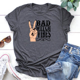 Halloween Costumes Bad Witch Vibe Shirt Bad Witch Vibes Printed Loose Fashion Men's and Women's Short-Sleeved T-shirt
