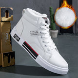 Flat Shoes Spring Men's Mid-Top Board Shoes Hong Kong Style White Shoes Fashion Trendy Casual Shoes Student Shoes