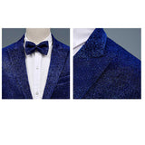 Black Tie Attire Bright Silk Suit Cover Fake Pocket Slim Fit