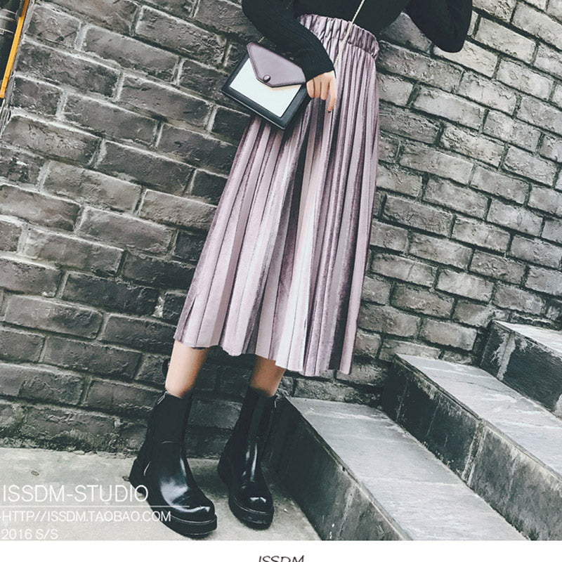 MIDI Mauve Skirt Women's Autumn and Winter Long Skirt