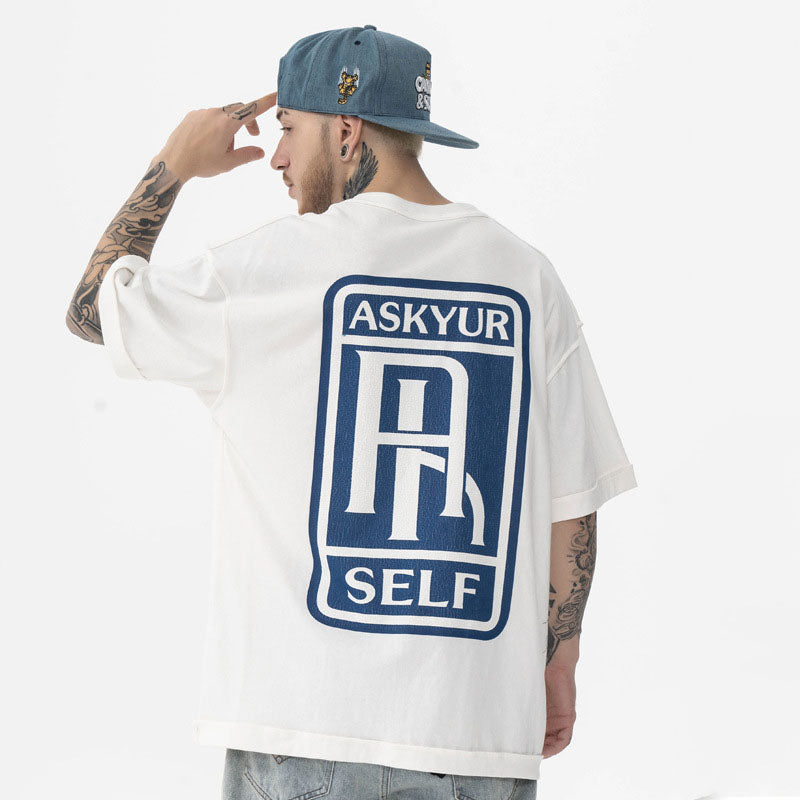 Askyurself T Shirt Retro Heavy Distressed Logo Pattern