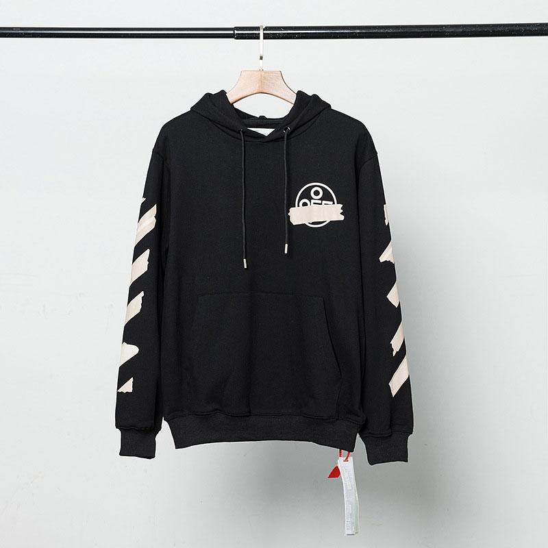 Off White Hoodie With Arrow Print Arrow Plus Size Casual And Comfortable Cotton Men'S Clothing Owt