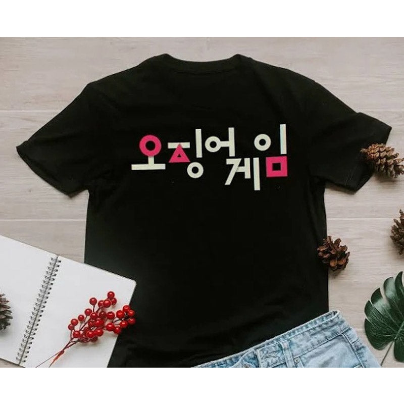 Squid Game Costume Pattern Printed Short Sleeve Pullover round Neck T-shirt