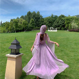 Mauve Dress Women's Retro Square Collar Purple Fairy Trip Shoot Dress
