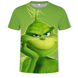 Men and Women Grinch Shirt Cartoon 3D Printed round Neck Short Sleeve T-shirt
