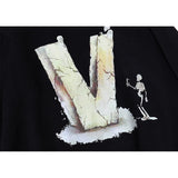 Kanye West Sunday Service Hoodie Skull V Stereo Word Printing Plus Velvet Hoodie
