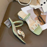 High Heels Slippers Summer Fashion Flower Chunky Heel Ankle-Strap Sandals