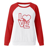 Valentine's Day T Shirts Couples Printed Loose Pullover round Neck Women's Long Sleeve T-shirt