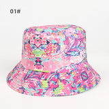 Bucket Hat Fishing Cap Cotton Print Fisherman Hat Printed Colorful Flower Fashion Sun Hat
