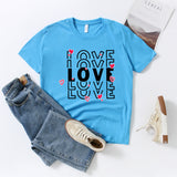 Valentine's Day T Shirts Couples Printed Loose Pullover Loose Short Sleeve T-shirt