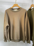 Men Sweatshirts Solid Color round Neck Sweater Japanese Style Thin Loose