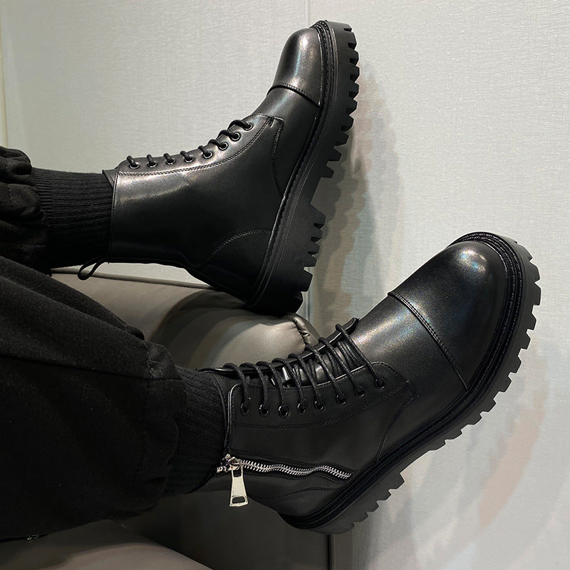 Men's Boots Work Boot Men Casual Hiking Boots Men's Shoes Outdoor High-Top Middle High Top Zipper