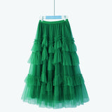 MIDI Mauve Skirt Autumn and Winter Mesh Dress Fashion Stitching Skirt