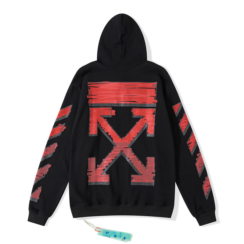 off White Hoodie Graffiti Hooded Sweater Ow Male and Female Couples Wear Coat