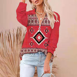 Romanian Gypsy Outfits Printed Ribbed Long Sleeve
