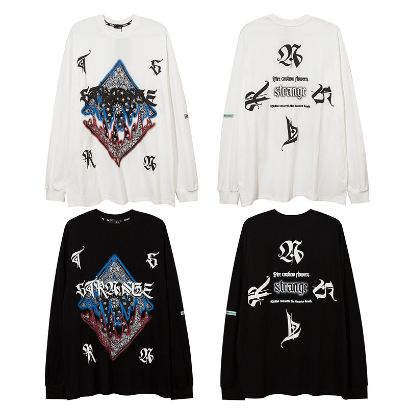 Man Fall Outfits Printed Long-Sleeved T-shirt Couple Hip-Hop Fashionable Brand Inner Wear Blouse Men