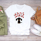 Valentine's Day T Shirts Couples Spring and Summer Women's Clothing T-shirt Short Sleeve Heart Printing Bottoming Shirt