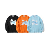 Man Fall Outfits Letter Foam Printed Crew Neck Sweatshirt Men and Women Autumn Loose Long Sleeve T-shirt