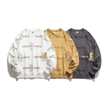 Crew Neck Sweatshirts for Men Men's Cartoon Mario Fun Printing Casual round Neck Sweater Male