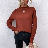 Women Pullover Knit Sweater Autumn and Winter Solid Color Turtleneck Sweater Women's Top