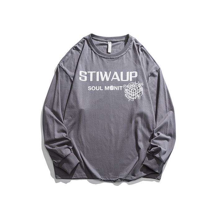 Crew Neck Sweatshirts for Men Men's Autumn Cartoon Printed Crew Neck Sweatshirt