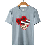 Valentine's Day T Shirts Couples Leopard Print Heart Printing Women's Pullover T-shirt