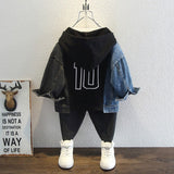 Toddler Boys Jackets Boys Autumn Clothing Stitching Jacket Hooded Jacket