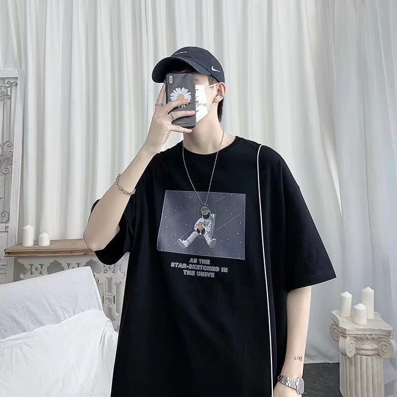 Men T-Shirts Printed Loose Half Sleeve