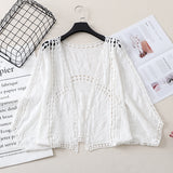 Coachella Music Festival Outfits Vintage Hollow Crocheted Cardigan Short Coat Top