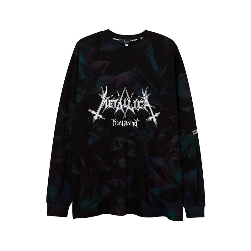 Man Fall Outfits Loose Oversize Long Sleeve Men 'S Hip Hop Tie-Dyed Letter Printing