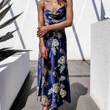 Kendall Jenner Wedding Guest Dress Printed Sexy Sleeveless Split Home Off-Shoulder Backless