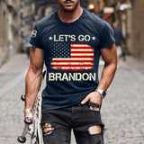 Man T Shirt Cotton Short Sleeve Flag Pattern Printed T-shirt