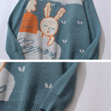 Men Sweater Cartoon Jacquard Color Matching Sweater Men's Trend Loose Pullover