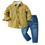 Children Jean Jackets Autumn and Winter White Bottoming Shirt Plaid Autumn Men