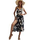 Kendall Jenner Wedding Guest Dress Vacation Style Sexy Backless Lace Stitching Printing Comfortable