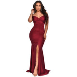 Skin Tight Long Dresses Spring/Summer V-neck Pleated Dress