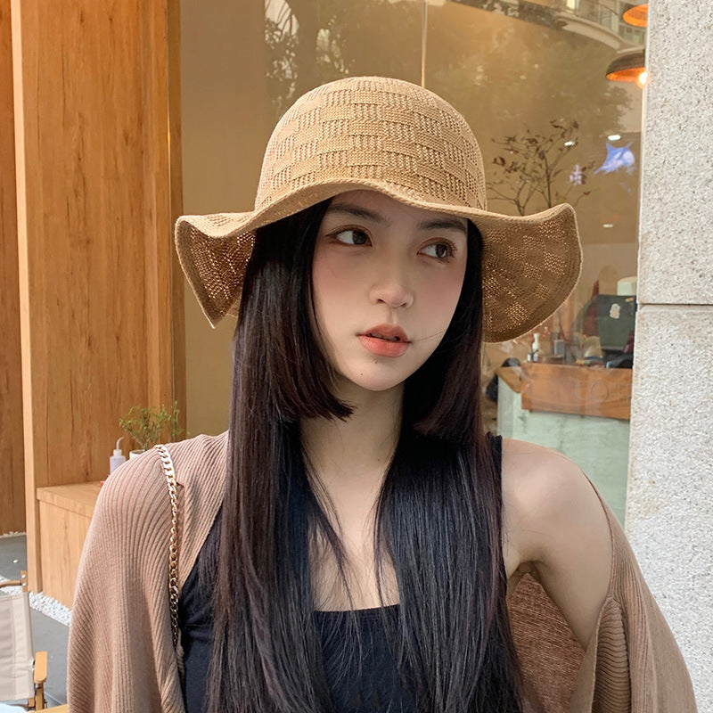 Women Bucket Hat Bucket Hat Sunshade Woven Straw Hat