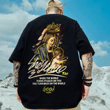 Men T-Shirts Bear Printed Graffiti Loose Half Sleeve