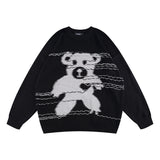 Men Sweater Cartoon Bear Embroidery Knitwear Men Street Tide Brand Loose
