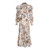 Betty Draper Valentine's Day Dress Spring Vintage Printed Collar Long Dress